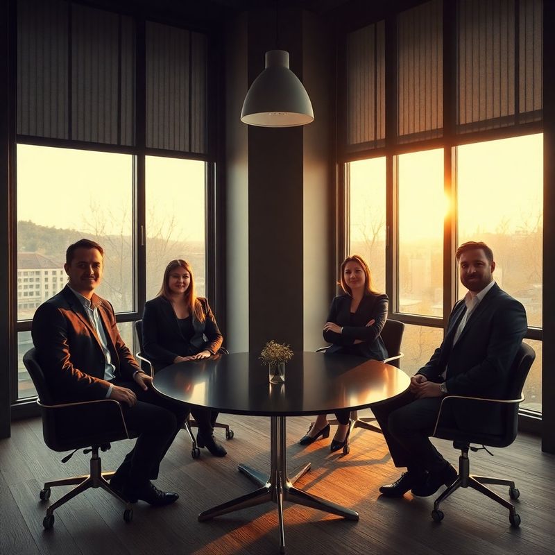 Echipa Studio Stan într-o sală de ședință din Craiova
